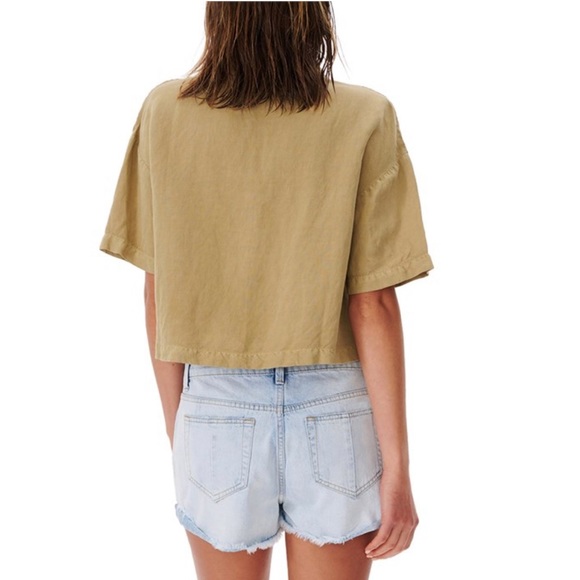 NWT RipCurl Oversized Linen Short Sleeve Button Up Shirt Light Olive Size Small - Picture 4 of 11